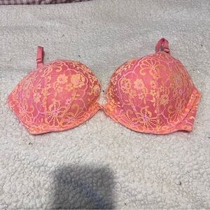 NWT Victoria’s Secret Dream Angels Push Up Bra Underwire Lace Salmon Pink 32DDD